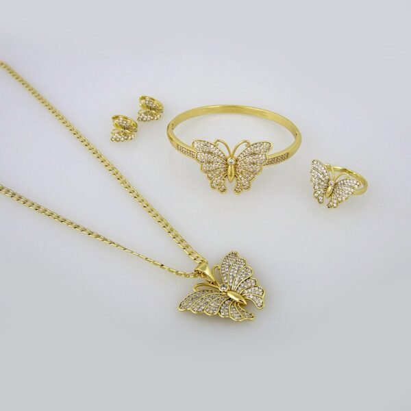 Cadenas & Colgantes, Esclava & Aretes, Anillo/ Chain W/  Pendants/ 14K Real Color/  Zircon Stone//  SET249