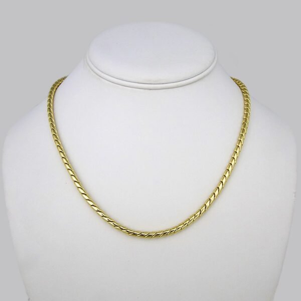 Gargantilla & Pulsera / Choker W/ Bracelet/  14K Real Color/  Plain/ 6mm x 45cm// SET250 - Image 3