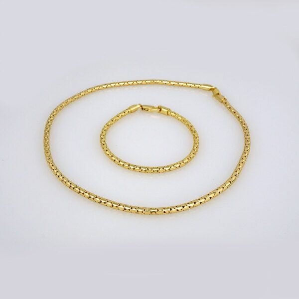 Gargantilla & Pulsera / Choker W/ Bracelet/ 14K Real Color/ Plain/ 45cm// SET266 - Image 2
