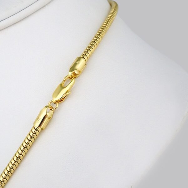 Gargantilla & Pulsera / Choker W/ Bracelet/ 14K Real Color/ Plain/ 6mm x 50cm// SET309 - Image 3