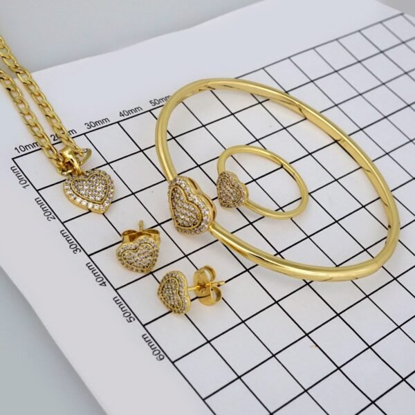 Cadenas & Colgantes & Earrings/ Rings/Bracelets/ Chain W/Pendants /14K Real Color/Zircon Stone/ 3mmx45cm// SET343 - Image 5