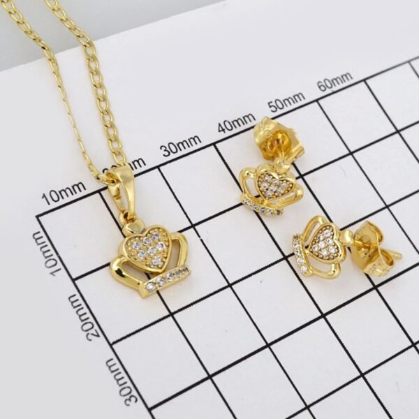 Cadenas & Colgantes & Earrings/ Chain W/Pendants /14K Real Color/Zircon Stone/ 2mmx45cm// SET344 - Image 4