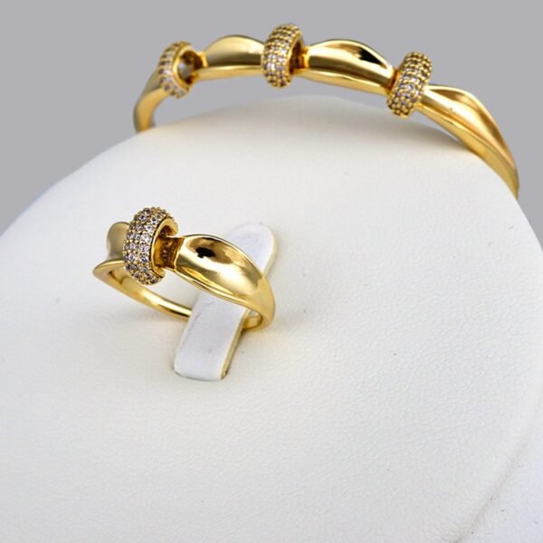 Cadenas & Colgantes & Earrings & Bangles/ Chain W/Pendants/Pulsos Dama/14K Real Color/Zircon Stone// SET346 - Image 4