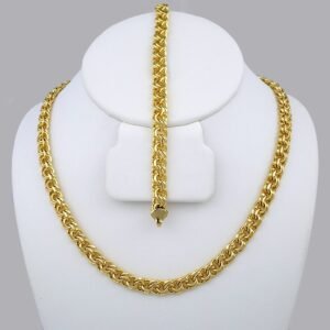 Gargantilla & Pulsera / Choker W/ Bracelet/ 14K Real Color/ Plain/ 6mm x 45cm// SET349