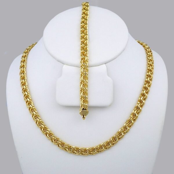 Gargantilla & Pulsera / Choker W/ Bracelet/ 14K Real Color/ Plain/ 6mm x 45cm// SET349