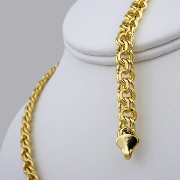 Gargantilla & Pulsera / Choker W/ Bracelet/ 14K Real Color/ Plain/ 6mm x 45cm// SET349 - Image 3