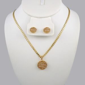 Cadenas & Colgantes & Earrings/ Chain W/Pendants /14K Real Color/Zircon Stone/3mmx45cm// SET352