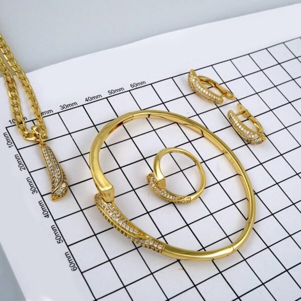 Cadenas & Colgantes & Earrings & Bangles/ Chain W/Pendants /  14K Real Color/  Zircon Stone/  3mmx45cm// SET381 - Image 2