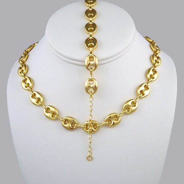 Gargantilla & Pulsera / Choker W/ Bracelet/ 14K Real Color/ Plain// SET389