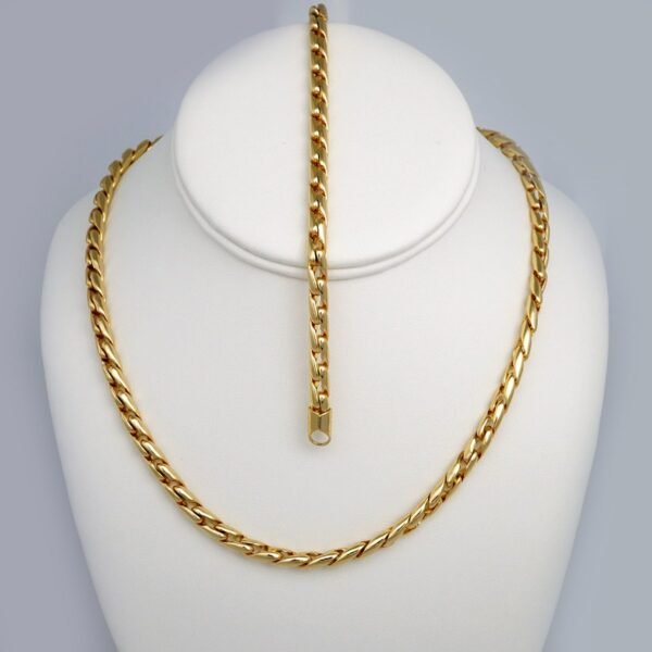 Gargantilla & Pulsera / Choker W/ Bracelet/ 14K Real Color/ Plain/ 6mm x 45cm// SET390
