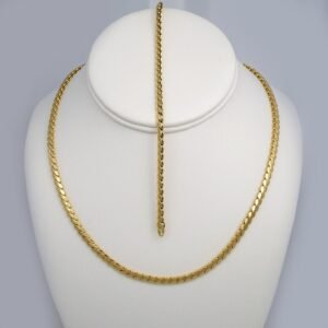 Gargantilla & Pulsera / Choker W/ Bracelet/  14K Real Color/  Plain/  6mm x 45cm// SET391
