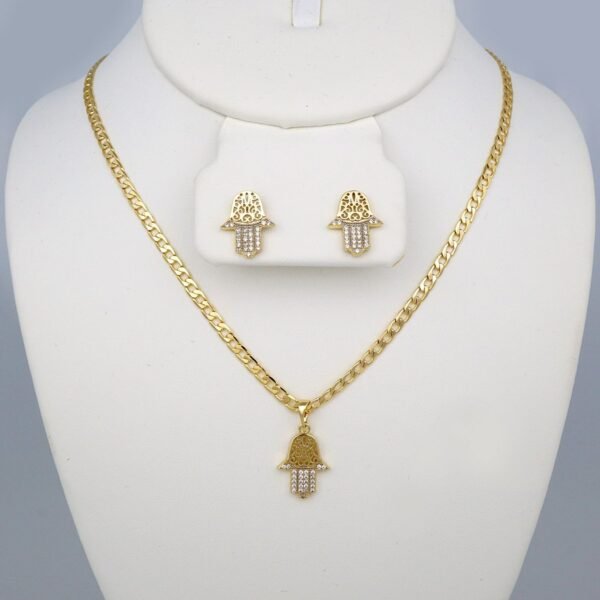 Cadenas & Colgantes & Earrings/ Chain W/Pendants /14K Real Color/Zircon Stone/ 3mmx45cm// SET400