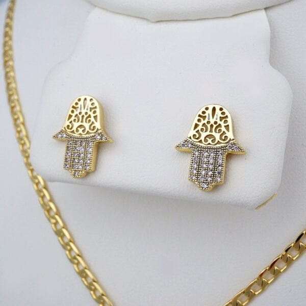 Cadenas & Colgantes & Earrings/ Chain W/Pendants /14K Real Color/Zircon Stone/ 3mmx45cm// SET400 - Image 2