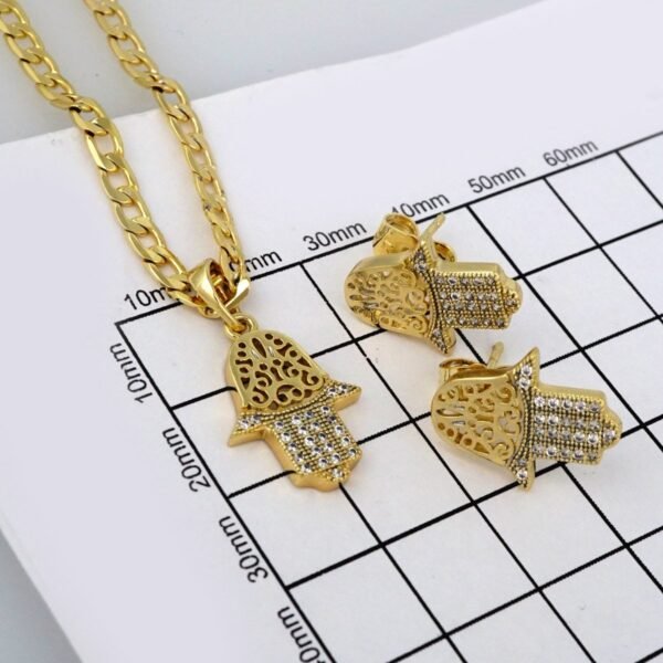 Cadenas & Colgantes & Earrings/ Chain W/Pendants /14K Real Color/Zircon Stone/ 3mmx45cm// SET400 - Image 4