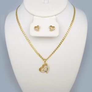 Cadenas & Colgantes & Earrings/ Chain W/Pendants /  14K Real Color/  Zircon Stone/  3mmx45cm// SET401