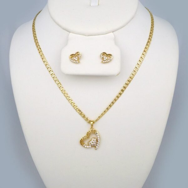 Cadenas & Colgantes & Earrings/ Chain W/Pendants /  14K Real Color/  Zircon Stone/  3mmx45cm// SET401