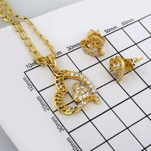 Cadenas & Colgantes & Earrings/ Chain W/Pendants /  14K Real Color/  Zircon Stone/  3mmx45cm// SET401 - Image 4