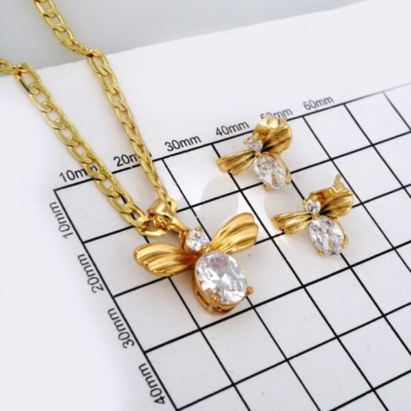 Cadenas  & Earrings/ Chain W/Pendants /14K Real Color/Zircon Stone/ 3mm x 45cm// SET405 - Image 4