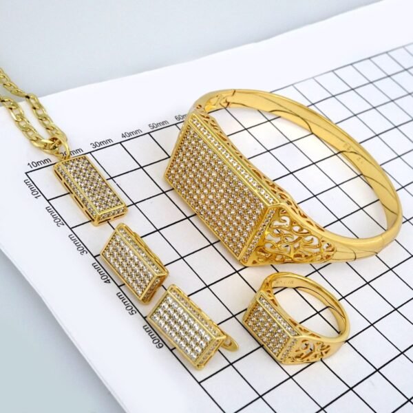 Cadenas & Colgantes & Earrings & Bracelets/ Chain W/Pendants /14K Real Color/Zircon Stone// SET406 - Image 5