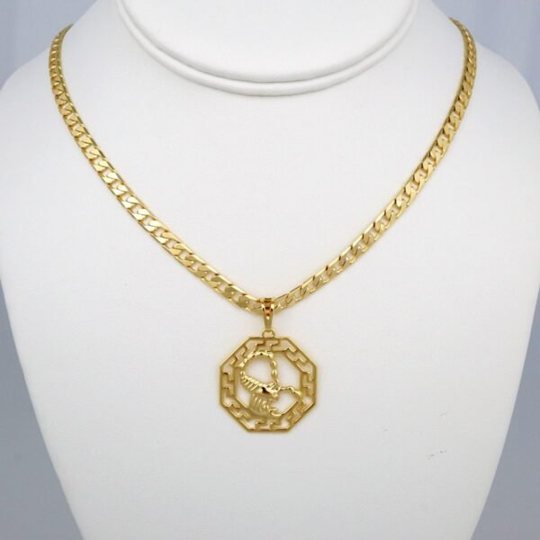 Cadenas & Colgantes/ Chain Men/Pendants/  14K Real Color/  Plain/  6mm x60cm/  Zodiac Sign// SET409