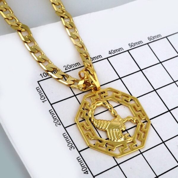 Cadenas & Colgantes/ Chain Men/Pendants/  14K Real Color/  Plain/  6mm x60cm/  Zodiac Sign// SET409 - Image 3