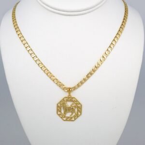 Cadenas & Colgantes/ Chain Men/Pendants/  14K Real Color/  Plain/  6mm x60cm/  Zodiac Sign// SET411