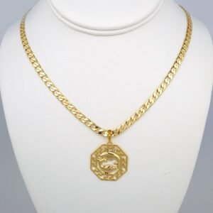 Cadenas & Colgantes/ Chain Men/Pendants/  14K Real Color/  Plain/  6mm x60cm/  Zodiac Sign// SET415
