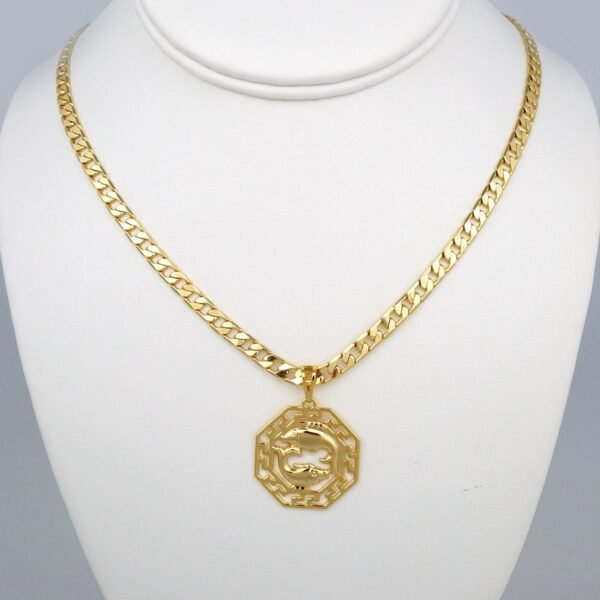 Cadenas & Colgantes/ Chain Men/Pendants/  14K Real Color/  Plain/  6mm x60cm/  Zodiac Sign// SET415