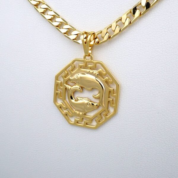 Cadenas & Colgantes/ Chain Men/Pendants/  14K Real Color/  Plain/  6mm x60cm/  Zodiac Sign// SET415 - Image 2