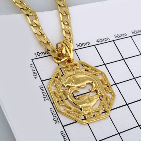 Cadenas & Colgantes/ Chain Men/Pendants/  14K Real Color/  Plain/  6mm x60cm/  Zodiac Sign// SET415 - Image 3