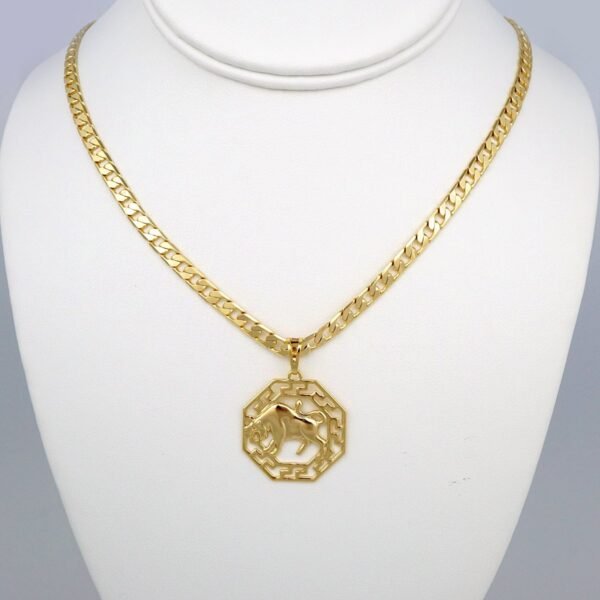 Cadenas & Colgantes/ Chain Men/Pendants/  14K Real Color/  Plain/  6mm x60cm/  Zodiac Sign// SET417