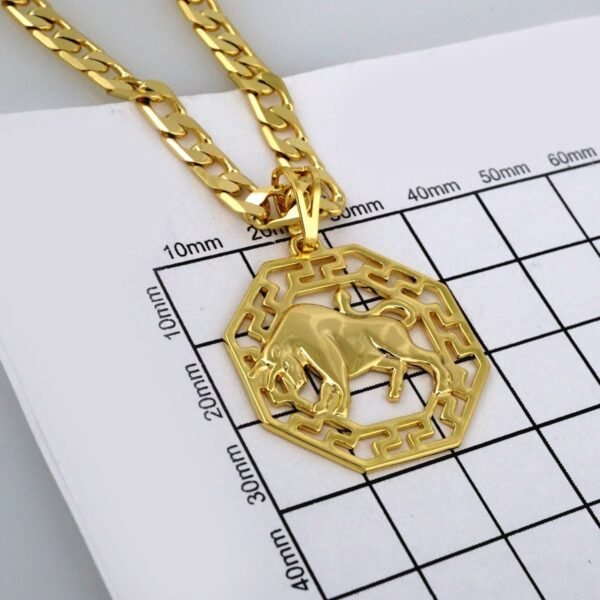 Cadenas & Colgantes/ Chain Men/Pendants/  14K Real Color/  Plain/  6mm x60cm/  Zodiac Sign// SET417 - Image 3