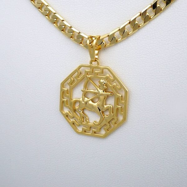Cadenas & Colgantes/ Chain Men/Pendants/  14K Real Color/  Plain/  6mm x60cm/  Zodiac Sign// SET419 - Image 2