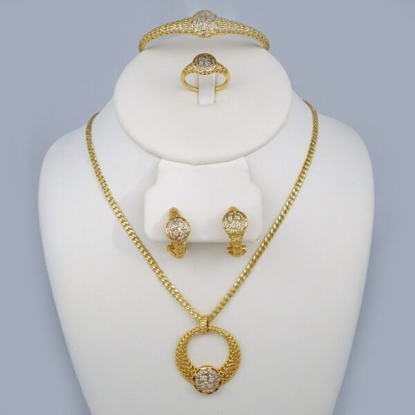 Cadenas & Colgantes & Aretes / Chain W & Pendants & Earrings/  14K Real Color/  Zircon Stone/ 3mm x 45 cm//SET427