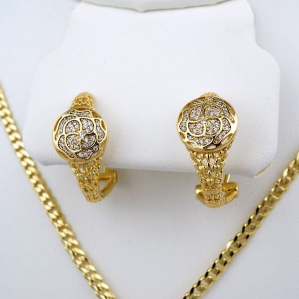 Cadenas & Colgantes & Aretes / Chain W & Pendants & Earrings/  14K Real Color/  Zircon Stone/ 3mm x 45 cm//SET427 - Image 2