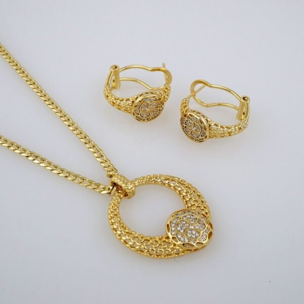 Cadenas & Colgantes & Aretes / Chain W & Pendants & Earrings/  14K Real Color/  Zircon Stone/ 3mm x 45 cm//SET427 - Image 5