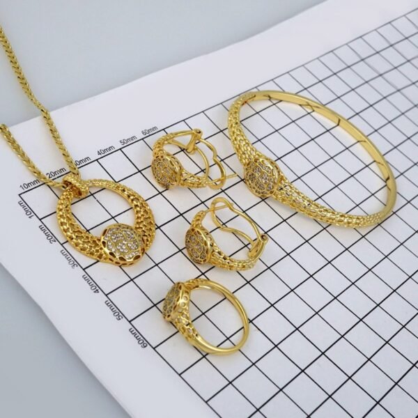 Cadenas & Colgantes & Aretes / Chain W & Pendants & Earrings/  14K Real Color/  Zircon Stone/ 3mm x 45 cm//SET427 - Image 7