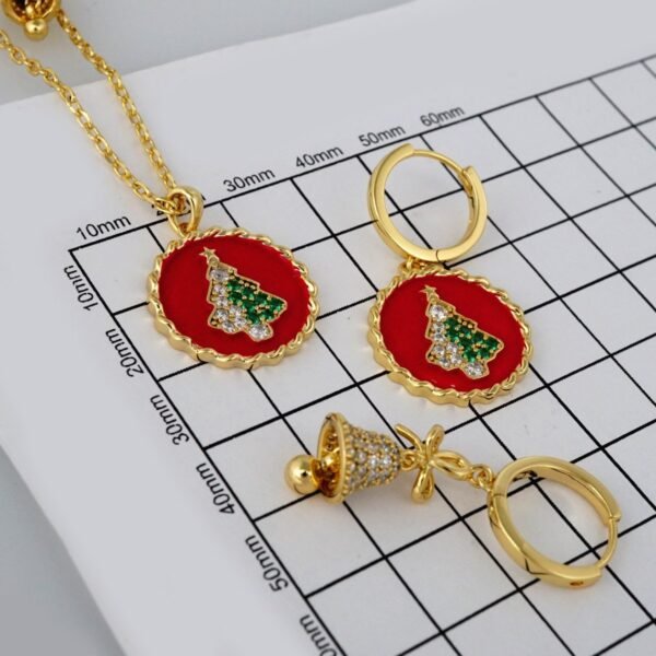Cadenas &  Earrings/ Chain W/Pendants /14K Real Color/Zircon Stone/ 45cm// SET428 - Image 4