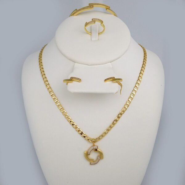 Cadenas & Colgantes & Earrings & Rings/ Chain W/Pendants /14K Real Color/Zircon Stone/ 3mm x45cm// SET431