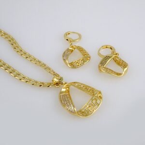 Cadenas & Colgantes & Earrings/ Chain W/Pendants /14K Real Color/Zircon Stone/ 6mmx45cm// SET442