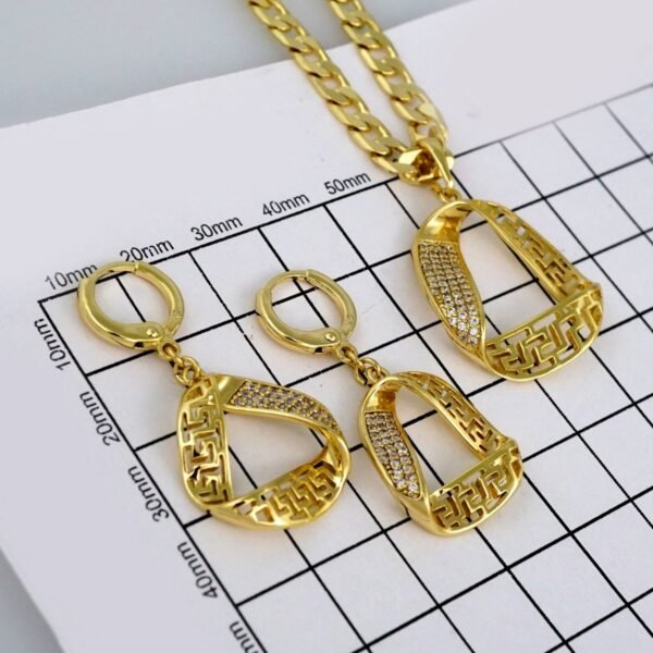 Cadenas & Colgantes & Earrings/ Chain W/Pendants /14K Real Color/Zircon Stone/ 6mmx45cm// SET442 - Image 3