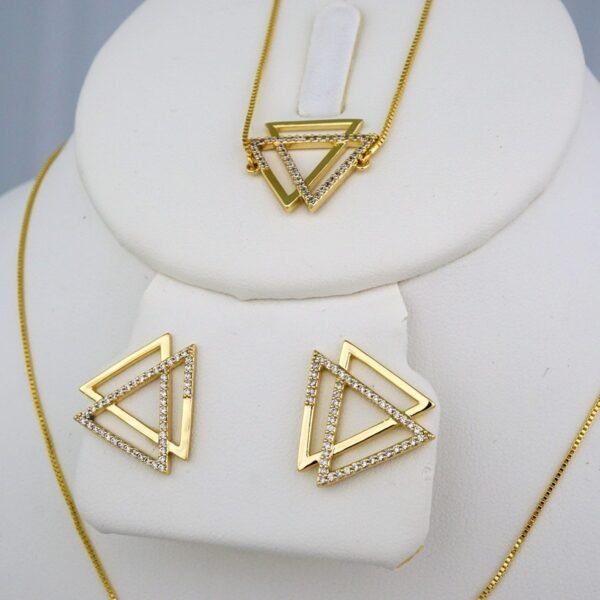 Cadenas & Colgantes & Earrings/ Pulso/ Chain W/Pendants /14K Real Color/Zircon Stone// SET471 - Image 2