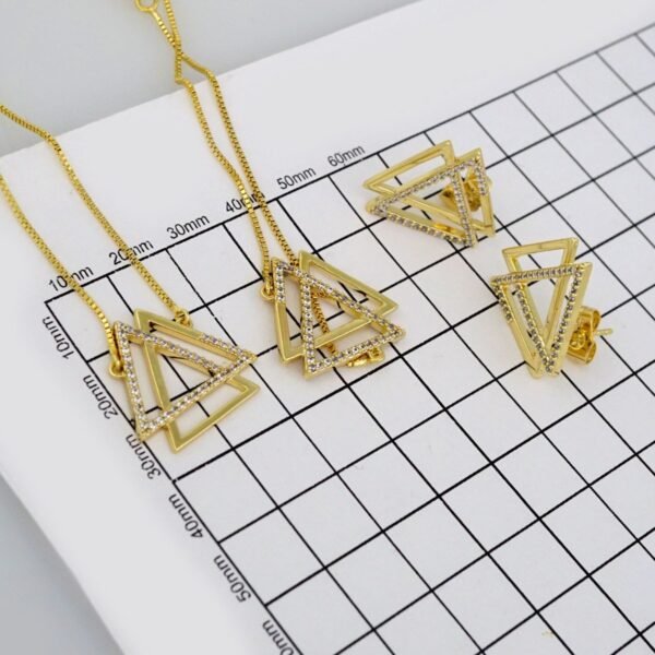 Cadenas & Colgantes & Earrings/ Pulso/ Chain W/Pendants /14K Real Color/Zircon Stone// SET471 - Image 4
