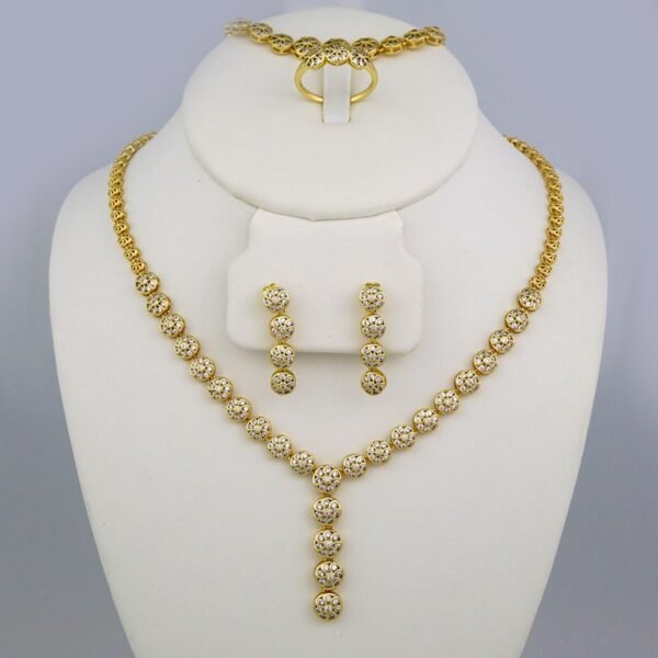 Cadenas & Colgantes & Earrings/ Rings/Bracelets/ Chain W/Pendants /14K Real Color/Zircon Stone/ 45cm// SET473
