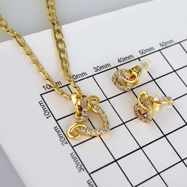 Cadenas & Colgantes & Earrings/ Chain W/Pendants /14K Real Color/Zircon Stone// SET459 - Image 2