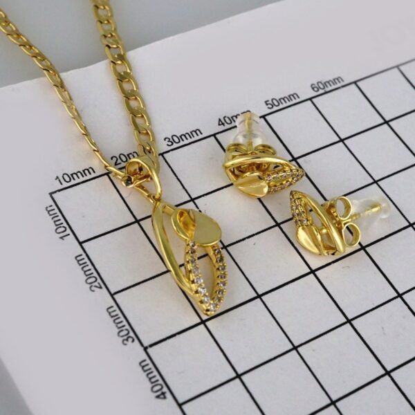 Cadenas & Colgantes & Earrings/ Chain W/Pendants / 14K Real Color/ Zircon Stone/  3mmx45cm// SET461 - Image 2