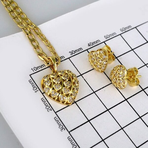 Cadenas & Colgantes & Earrings/ Chain W/Pendants / 14K Real Color/ Zircon Stone/  3mmx45cm// SET462 - Image 3