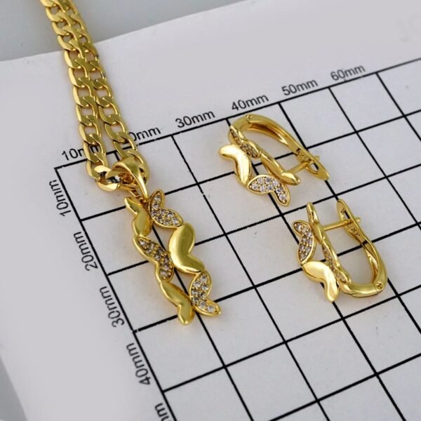 Cadenas & Colgantes & Earrings/ Chain W/Pendants / 14K Real Color/ Zircon Stone/  3mmx45cm// SET463 - Image 3