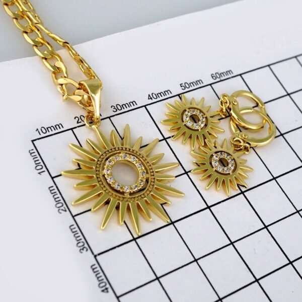 Cadenas & Colgantes & Earrings/Chain W/Pendants / 14K Real Color/ Zircon Stone/ 4mmx45cm// SET468 - Image 3