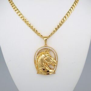 Cadenas & Colgantes/ Chain Men/Pendants/  14K Real Color/  Plain/  6mm x60cm/  Caballo// SET483